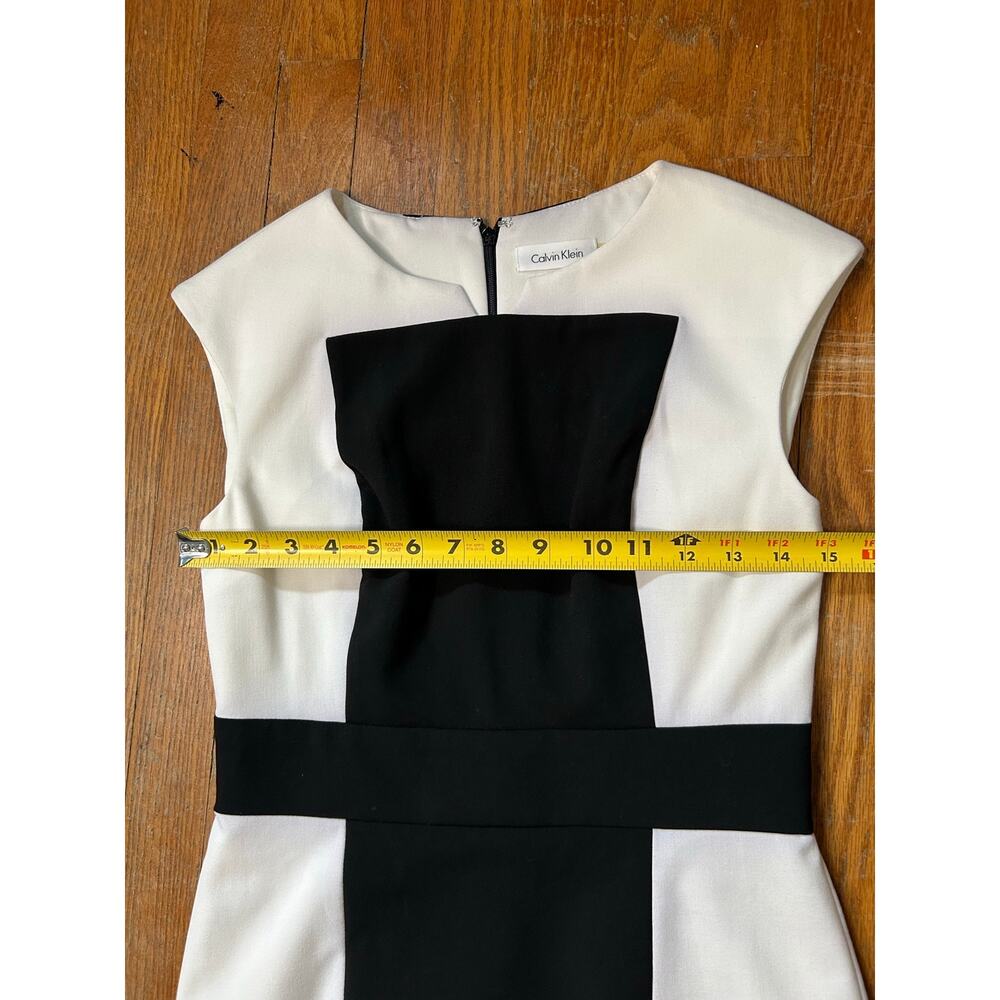 Calvin Klein 2 Black White Colorblock Sleeveless Sheath Dress Career NWT - Picture 9 of 11